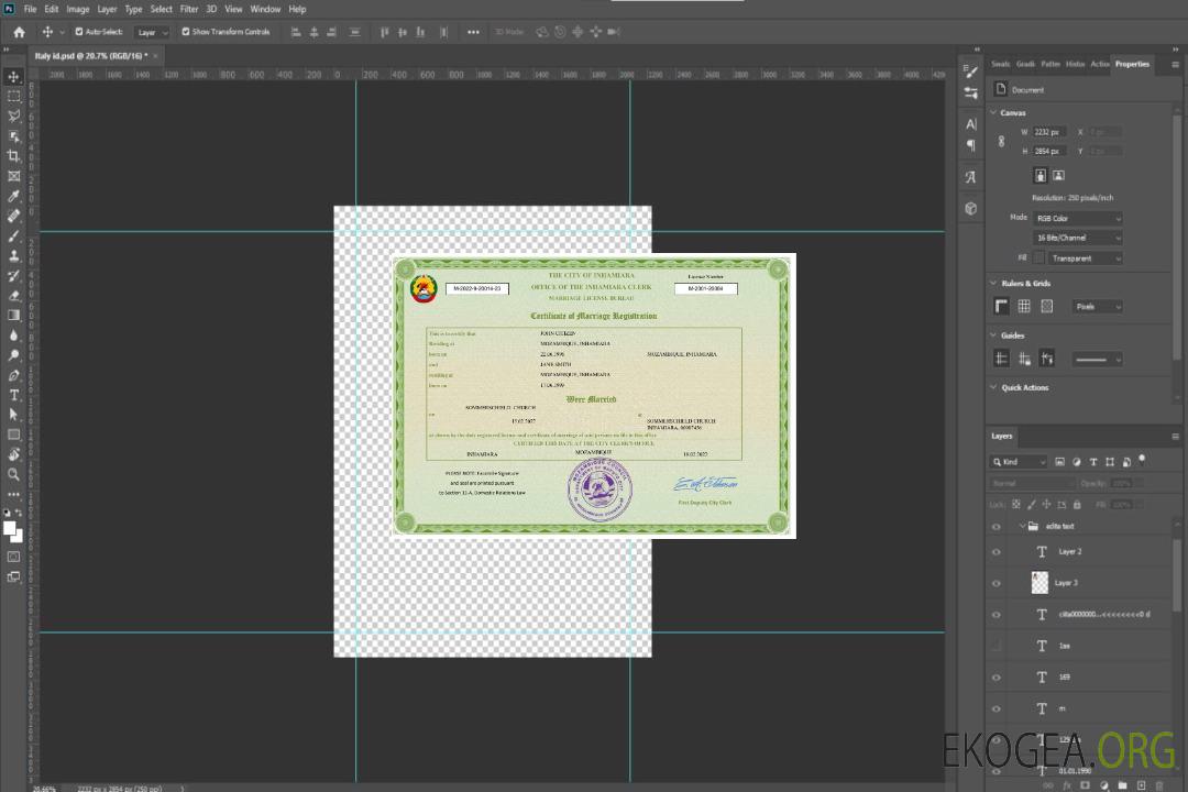 Modèle Word et PDF d'acte de mariage au Mozambique template